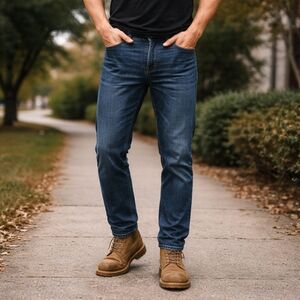 DH3 Men’s Slim Tapered Jeans 38x30 Dark Wash Modern Casual Denim